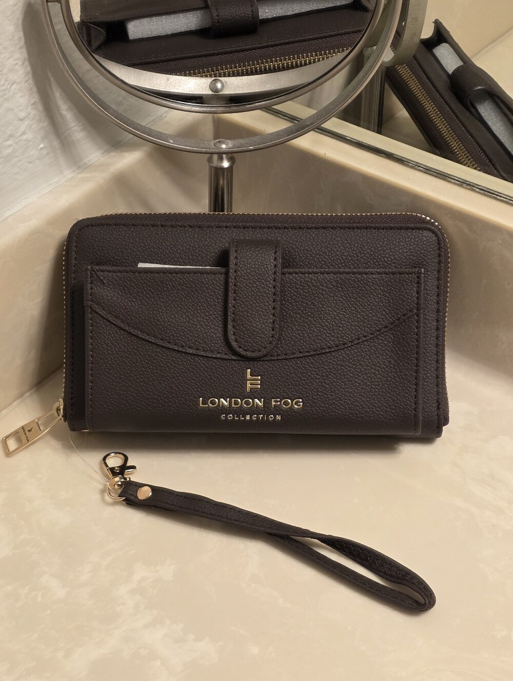 London Fog Chocolate Brown and Gold Wallet